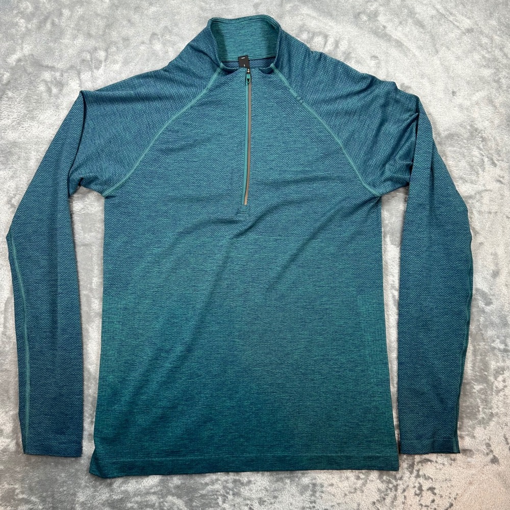 Lululemon Mens Metal Vent Tech Half-Zip 2.0 Teal Blue Pullover LM3CX8S S